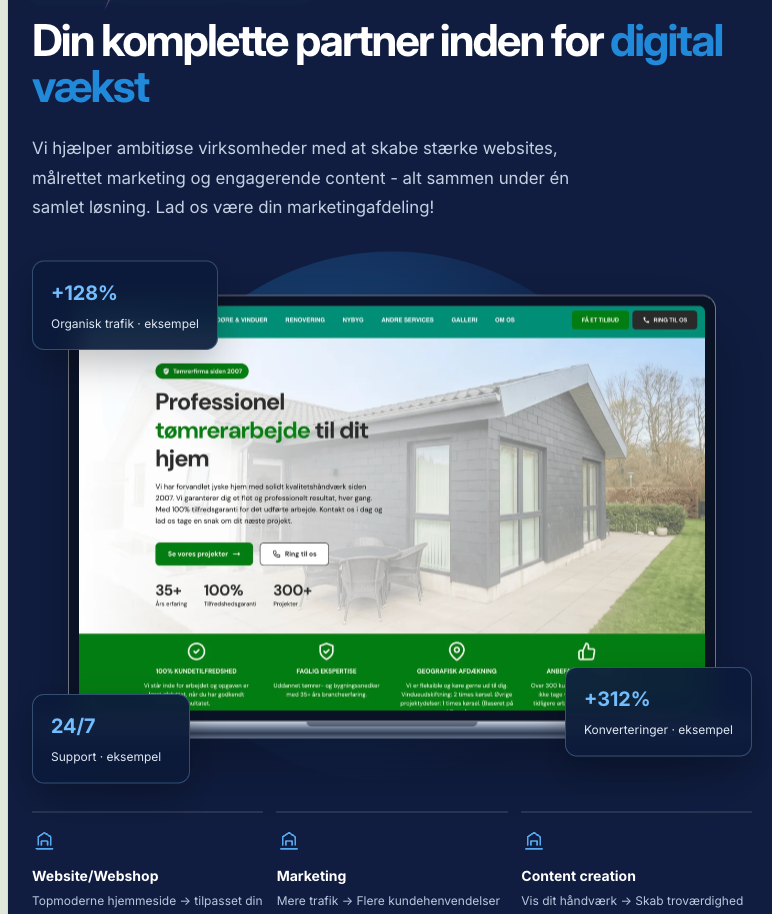 O.P. BYG – eksempel på website